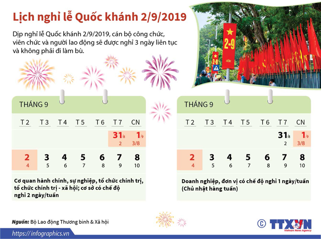 lịch nghỉ lễ 2019